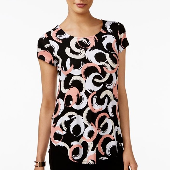 Alfani Tops - Alfani Printed Short-Sleeve Top